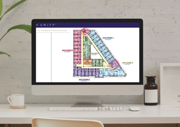  Interactive facility map displayed on a tablet showing asset locations