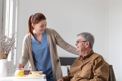 Senior living facility staff using a digital tracking system to organize and manage equipment efficiently.