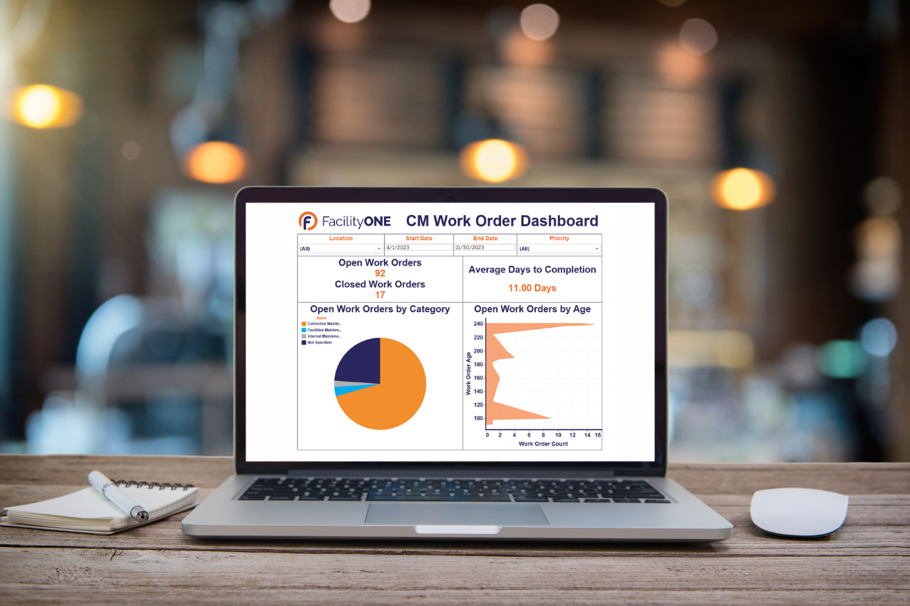 Facility manager analyzing digital dashboard