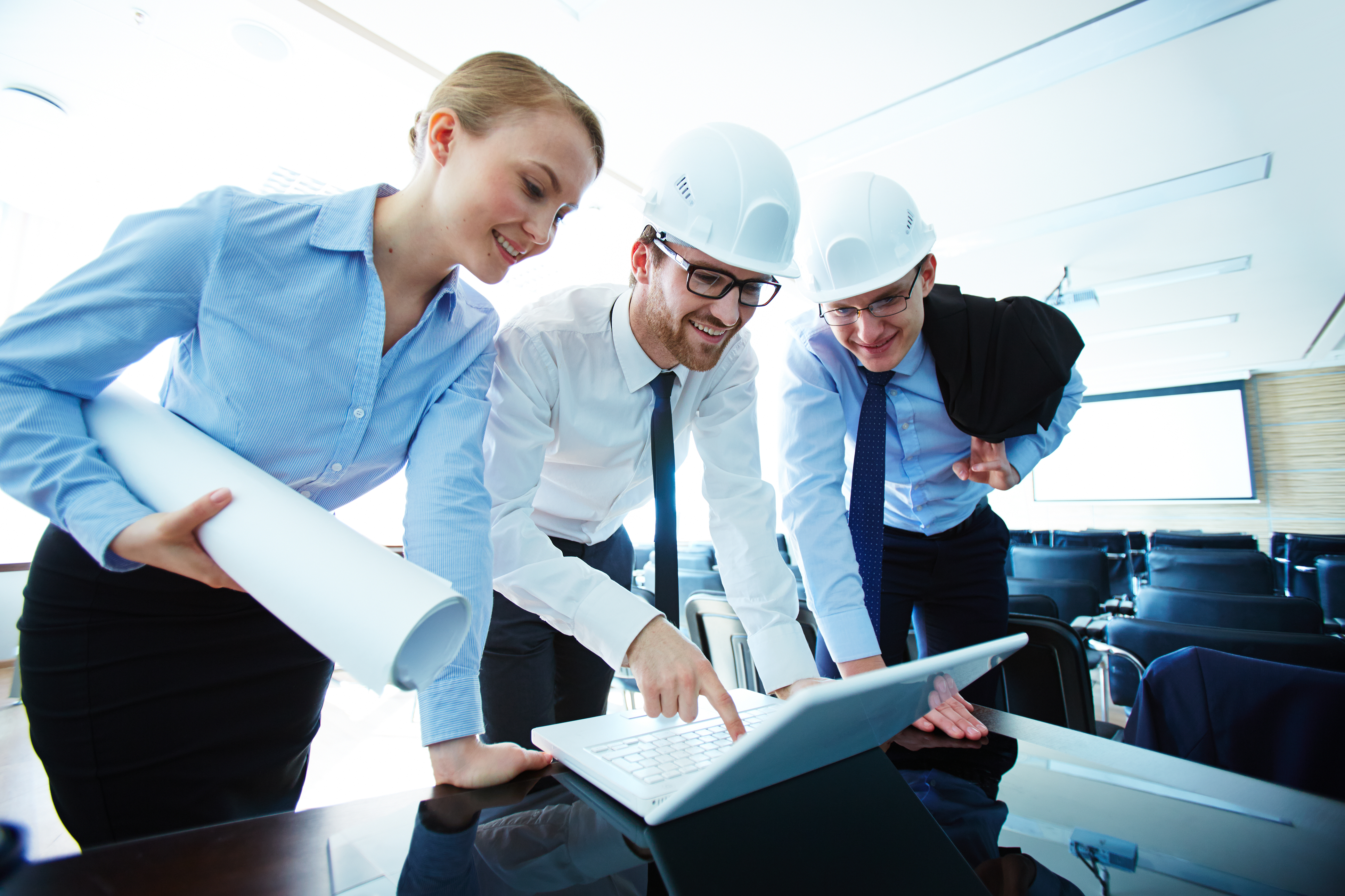 Facility manager accessing centralized data on a tablet in a senior living community